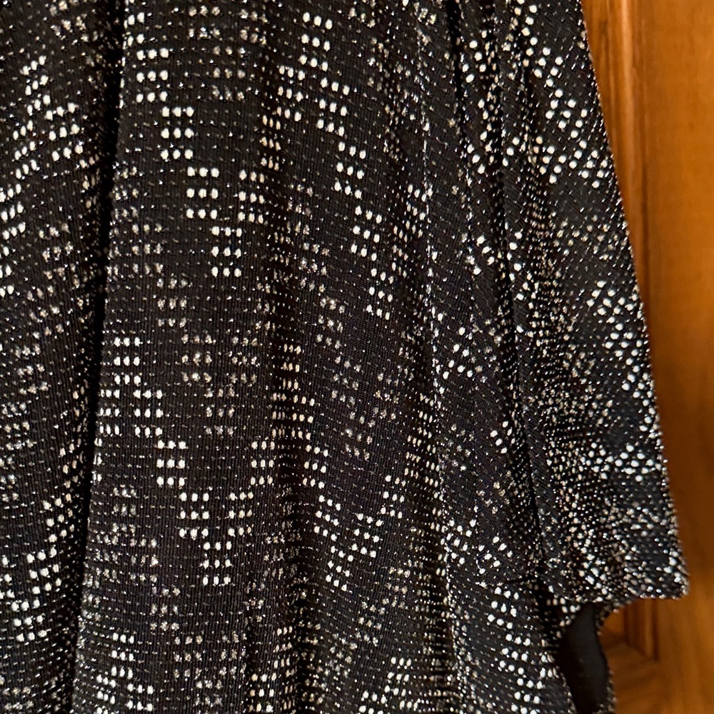 SLNT 14W Sparkly Black and Silver Slinky Dress with Tie at Waist NEW Comfortable - Picture 8 of 11